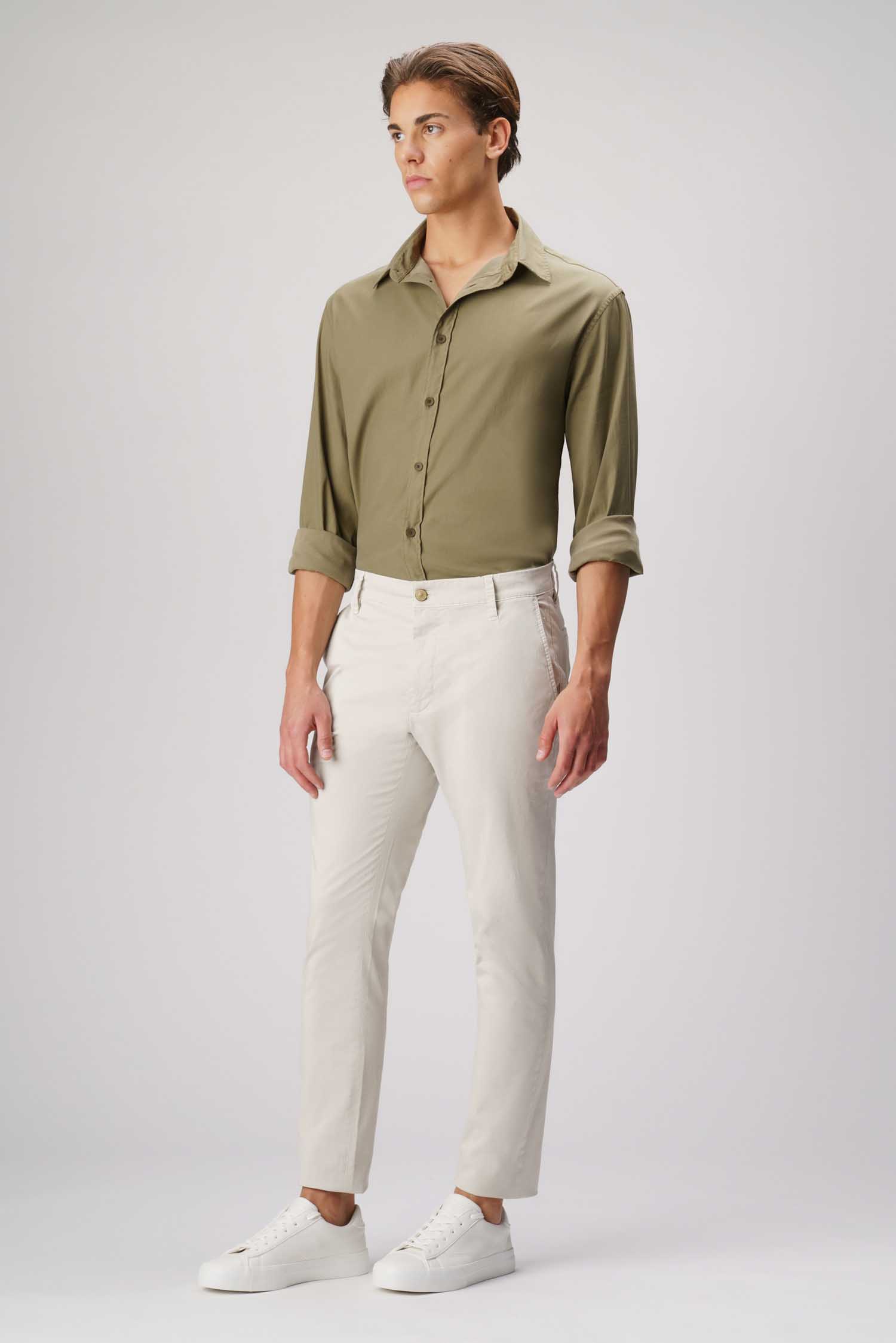 Jeckerson Jack- Pantalone chino con tasca americana in armatura raso beige chiaro sconto