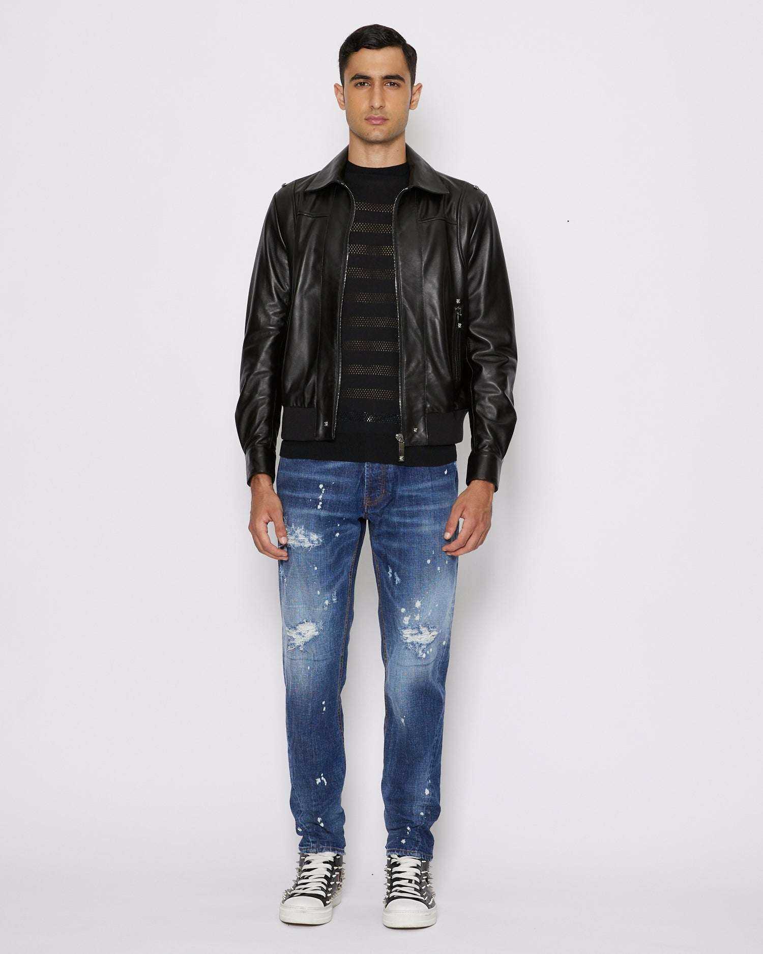 John Richmond Giacca in 100% pelle con chiusura con zip sconto