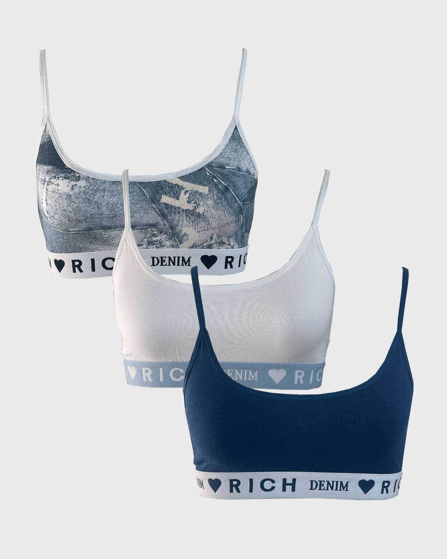 Richmondunderwear Tripack reggiseni a fascia denim sconto