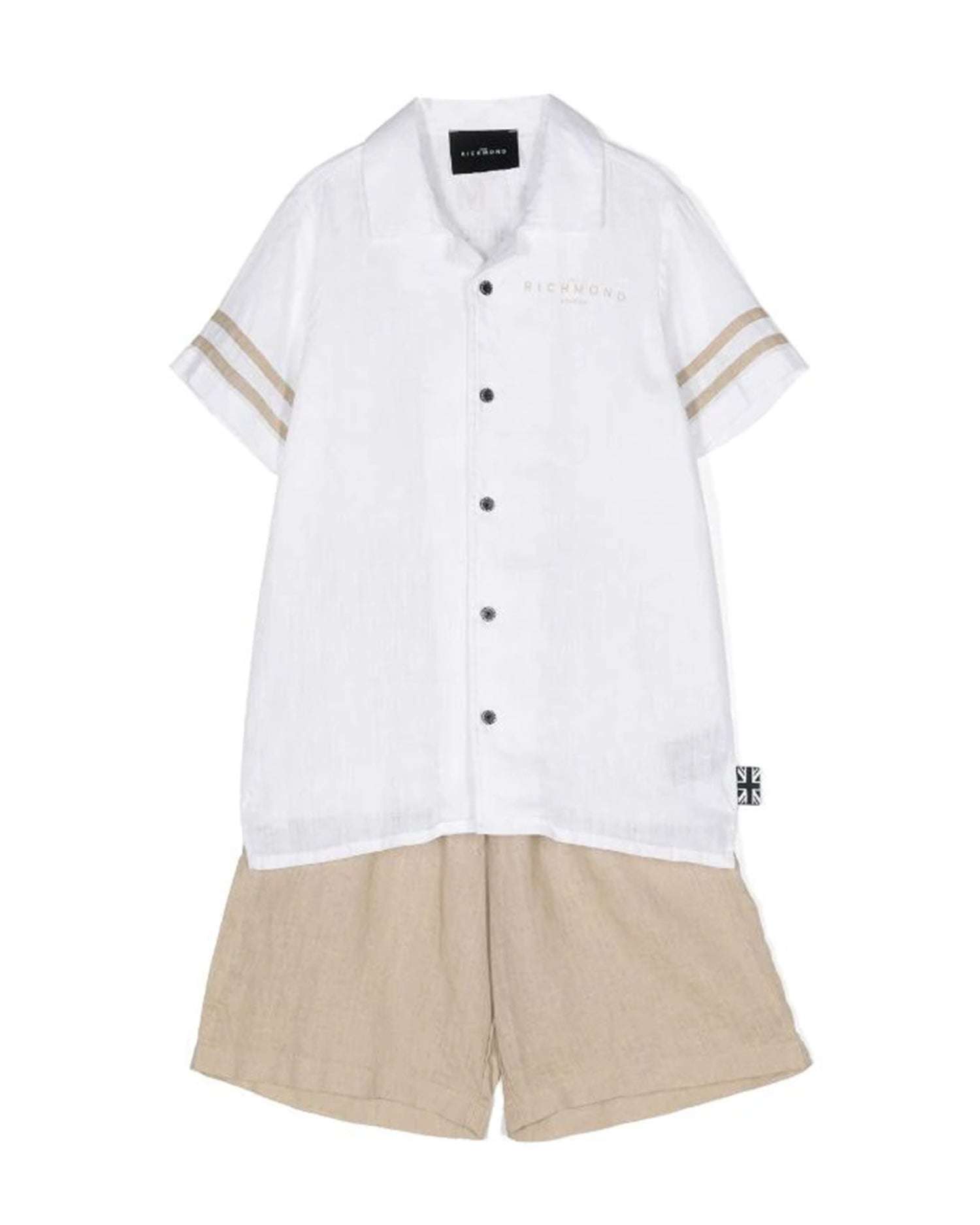 John Richmond kids Completo camicia con logo e bermuda sconto