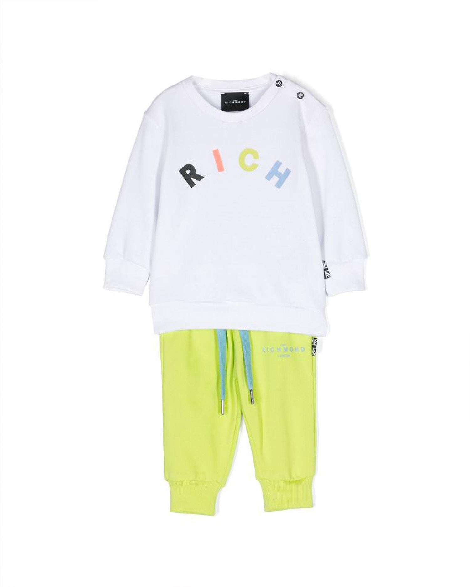 John Richmond kids Completo felpa logata e pantalone con logo sconto