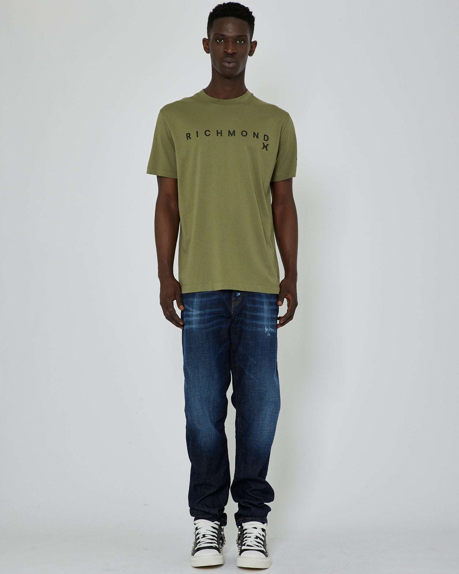 John Richmond T-shirt con logo a contrasto sul davanti sconto