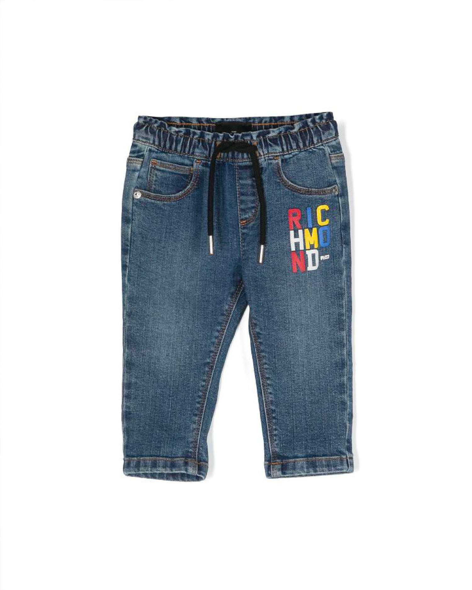 John Richmond kids Jeans con logo ricamato sul davanti sconto