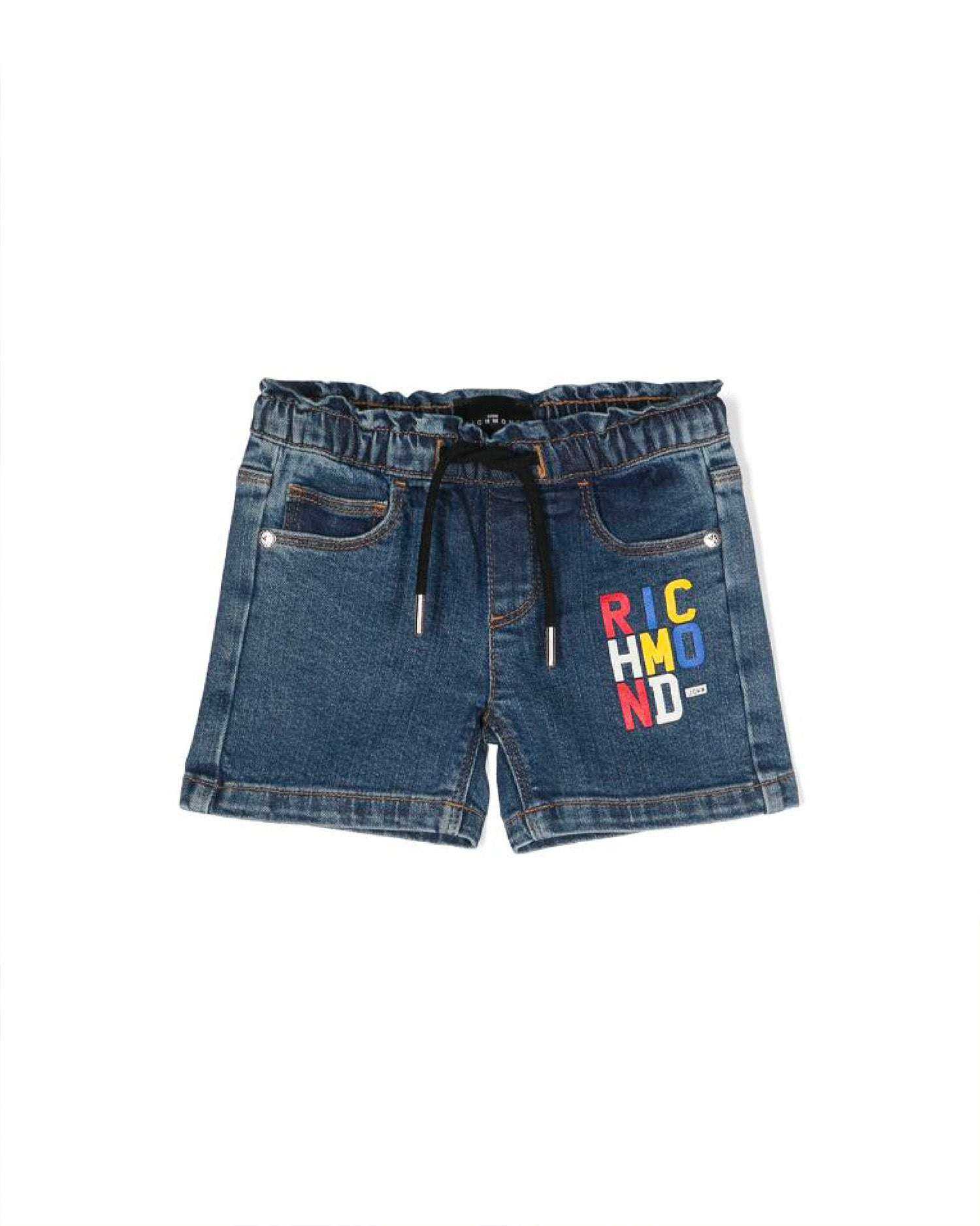 John Richmond kids Bermuda in denim con logo sul davanti sconto