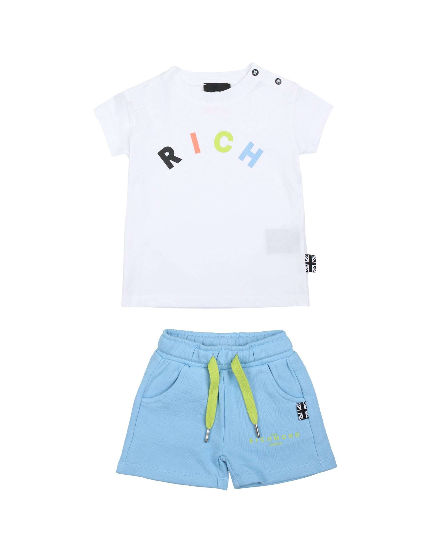 John Richmond kids Completo t-shirt con logo e bermuda sconto