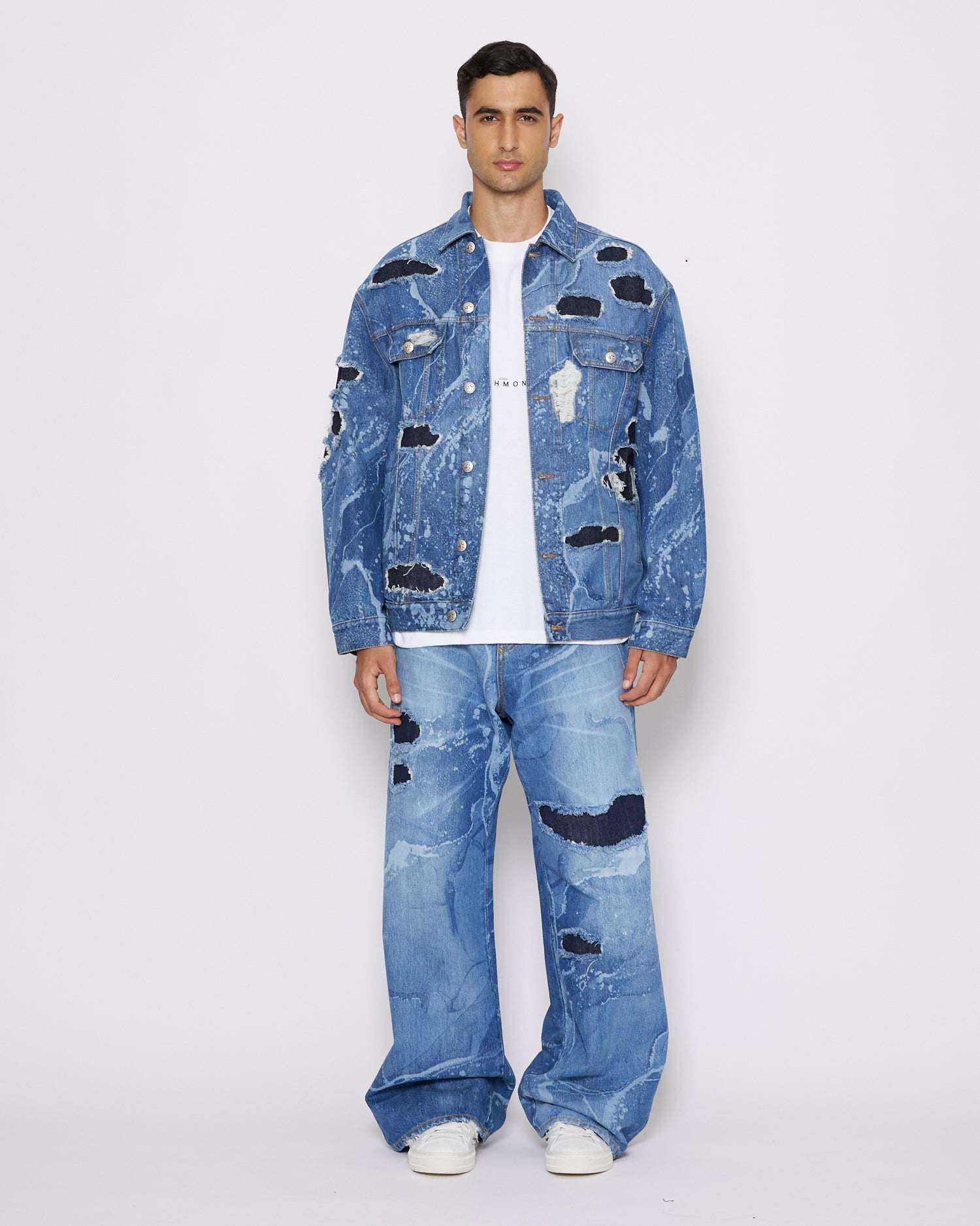 John Richmond Jeans gamba larga con strappi sul davanti sconto