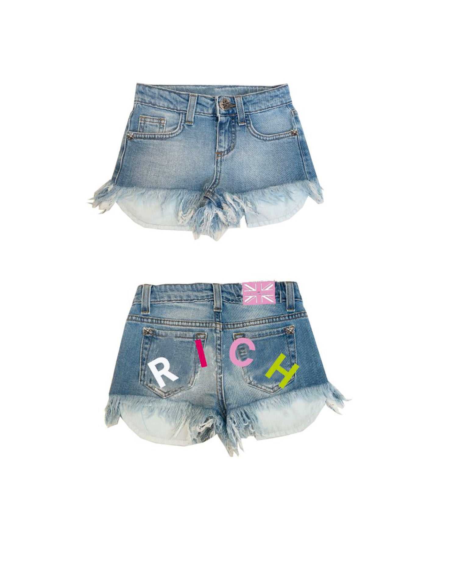 John Richmond kids Bermuda in denim con logo stampato sul retro sconto