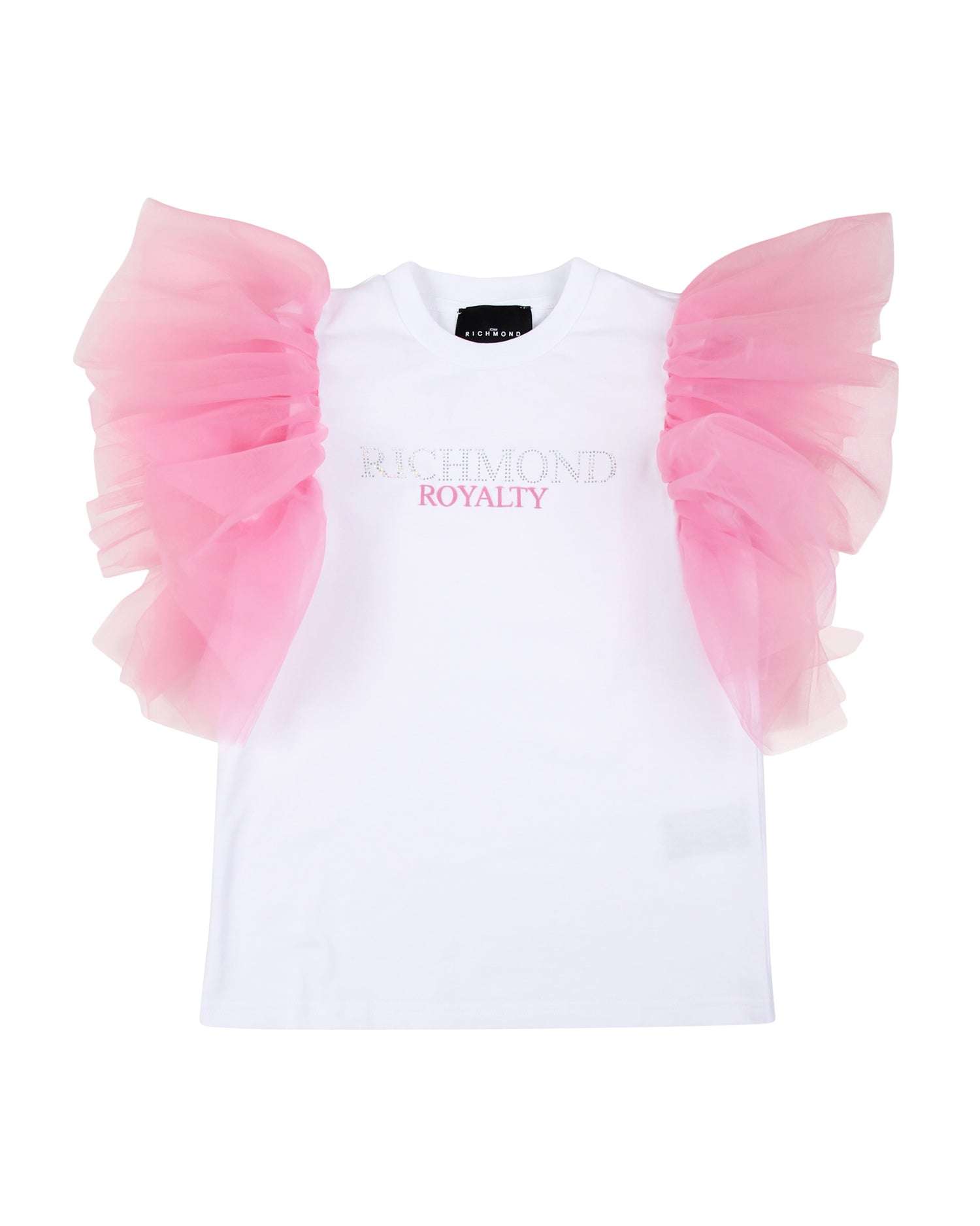 John Richmond kids T-shirt con volant in tulle sconto