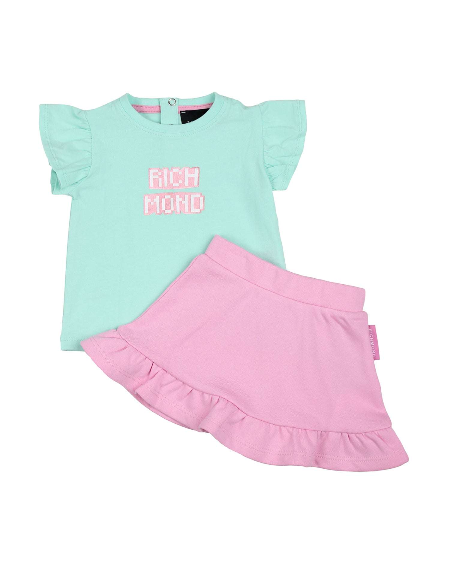 John Richmond kids Completo t-shirt e minigonna con volant sconto