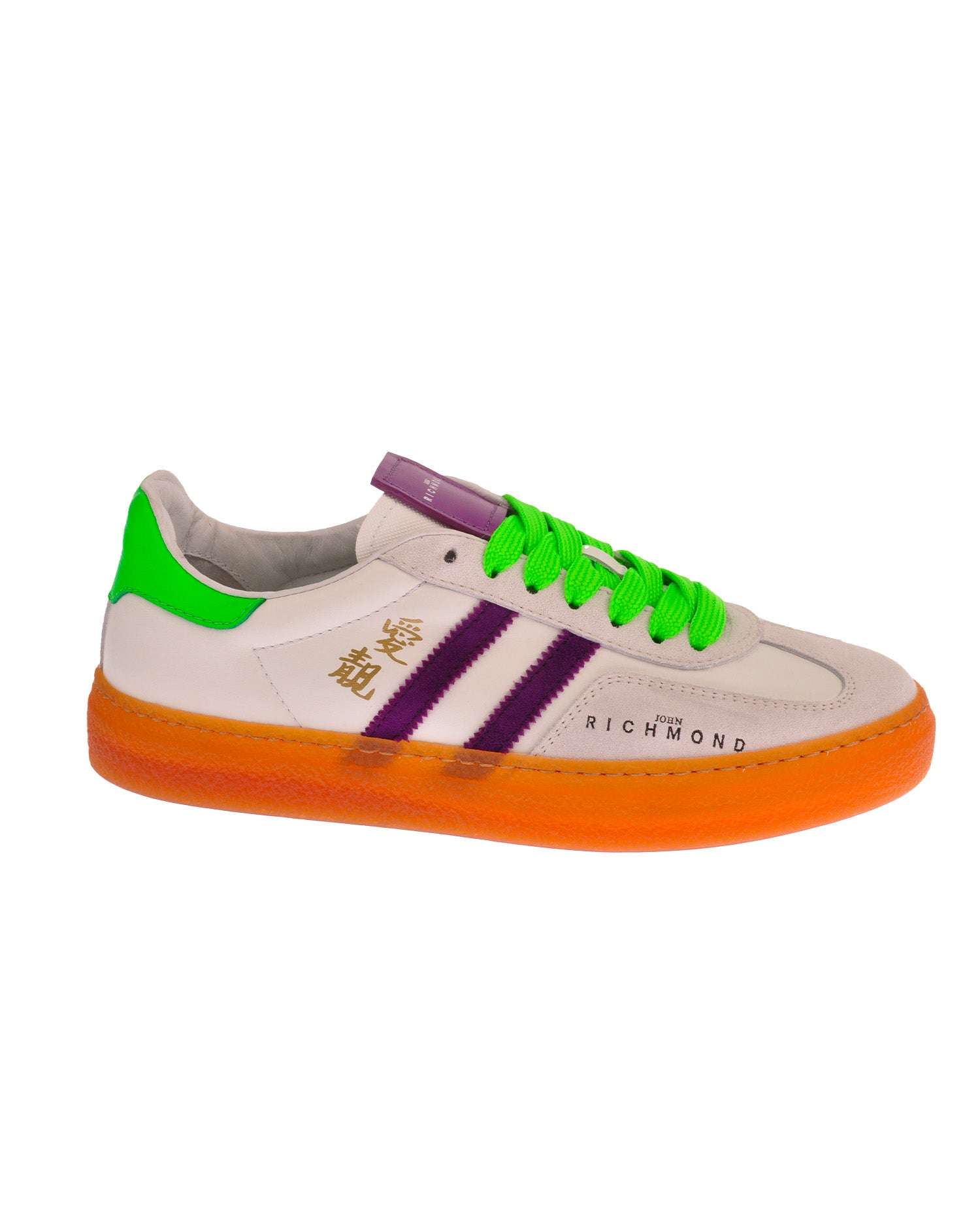 John Richmond Sneakers in pelle con logo e bande laterali sconto