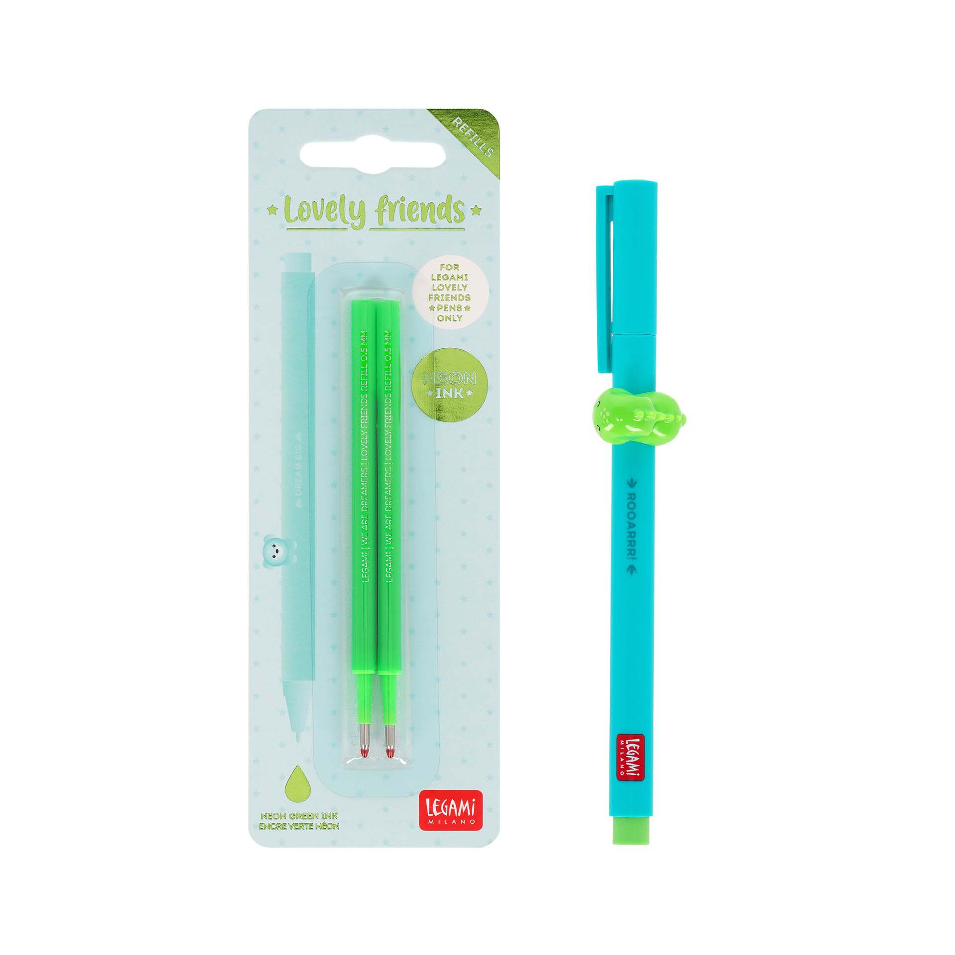 Legami Set Penna Lovely Dino con Refill Verde Neon sconto