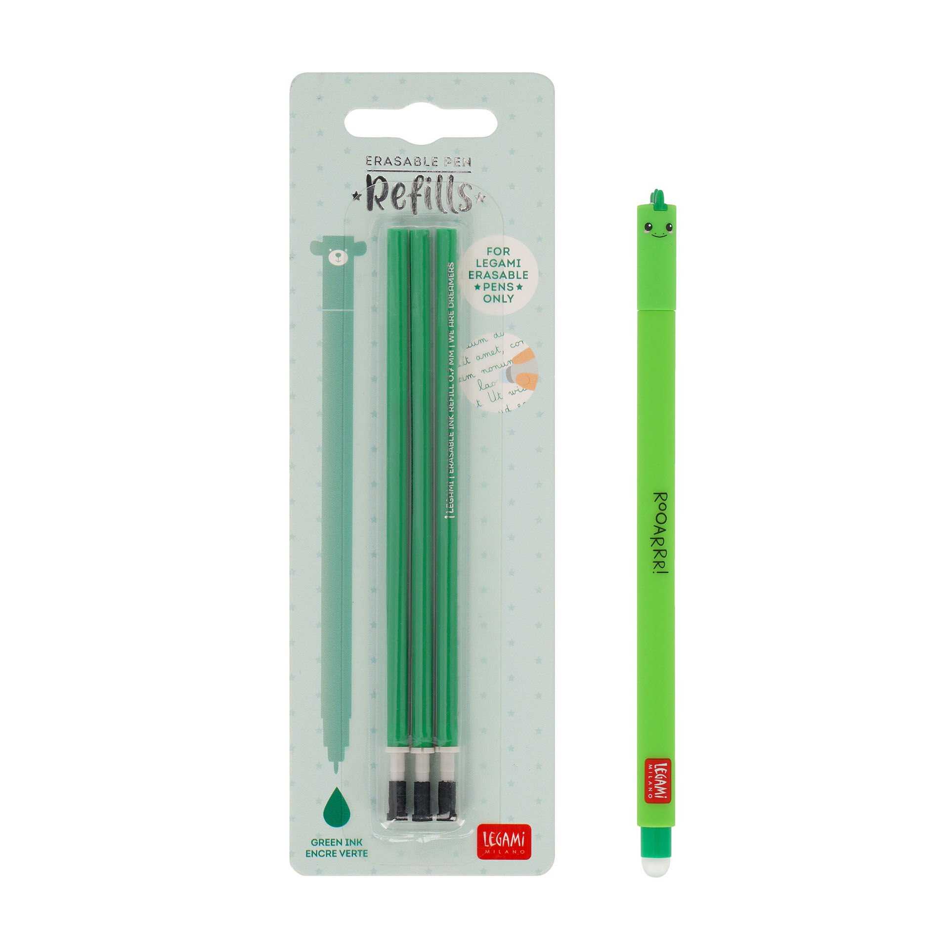 Legami Set Penna Cancellabile Dino con Refill Verde sconto