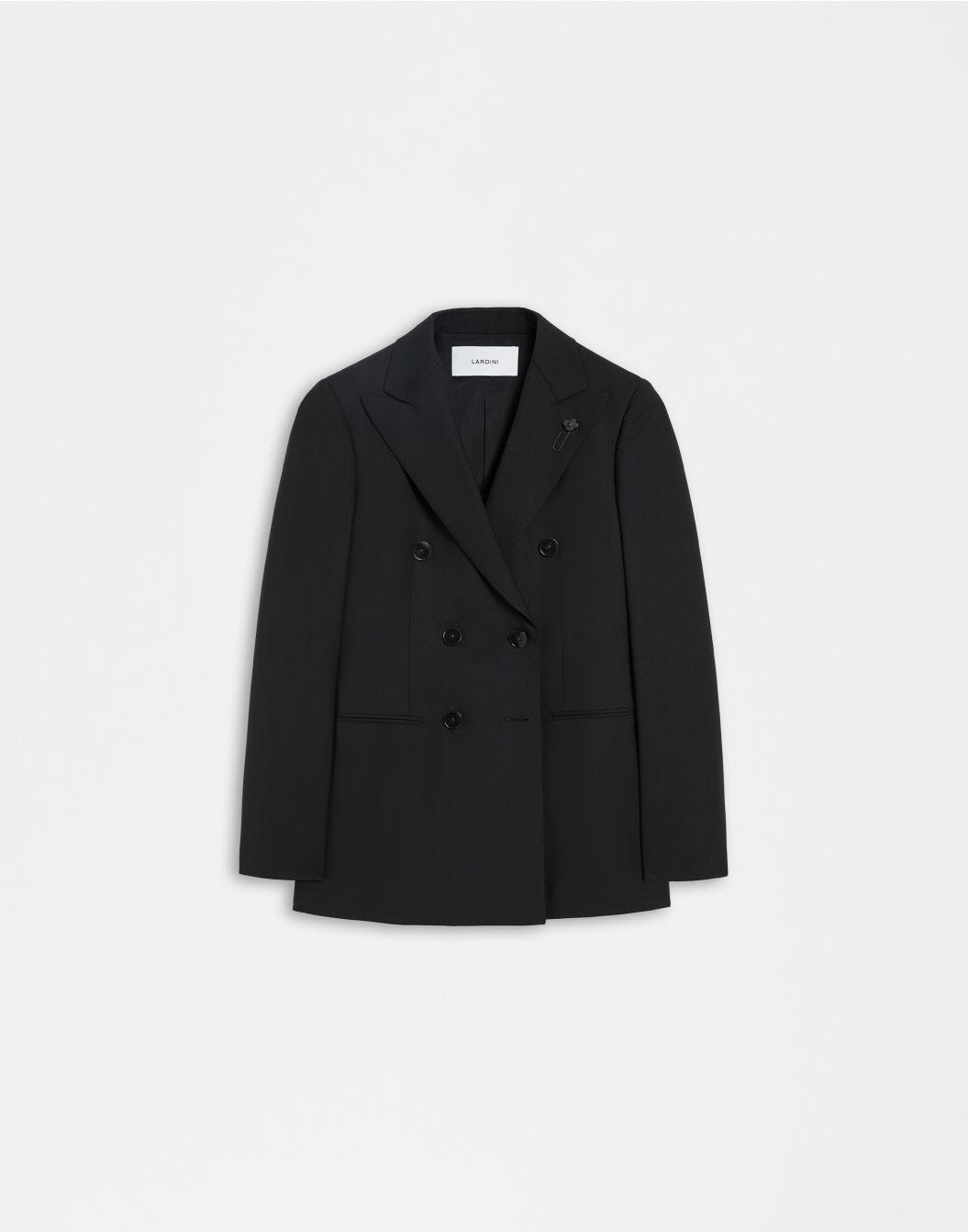 Lardini Blazer doppiopetto nero in tela di lana stretch sconto