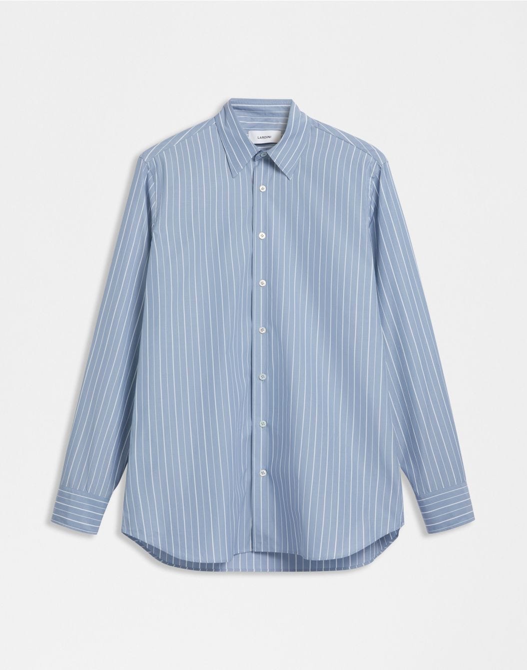 Lardini Camicia azzurra a righe in popeline di cotone compact sconto