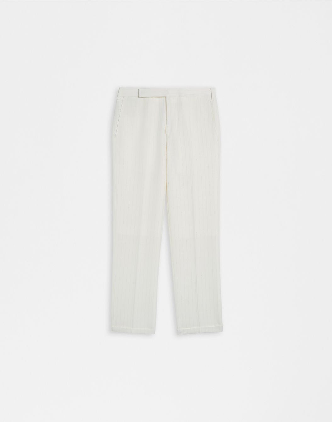 Lardini Pantalone in tela di lana gessata lurex bianco-argento sconto