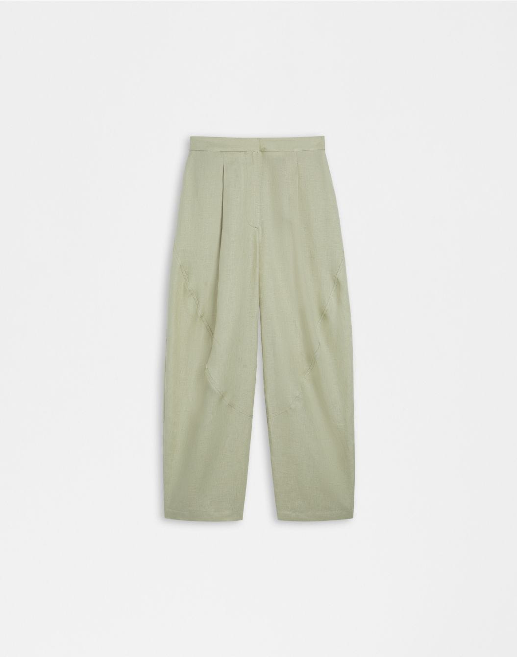 Lardini Pantalone ampio a vita bassa in tela di lino verde sconto