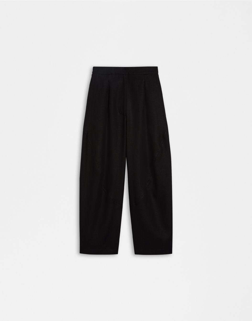 Lardini Pantalone ampio a vita bassa in tela di lino nero sconto