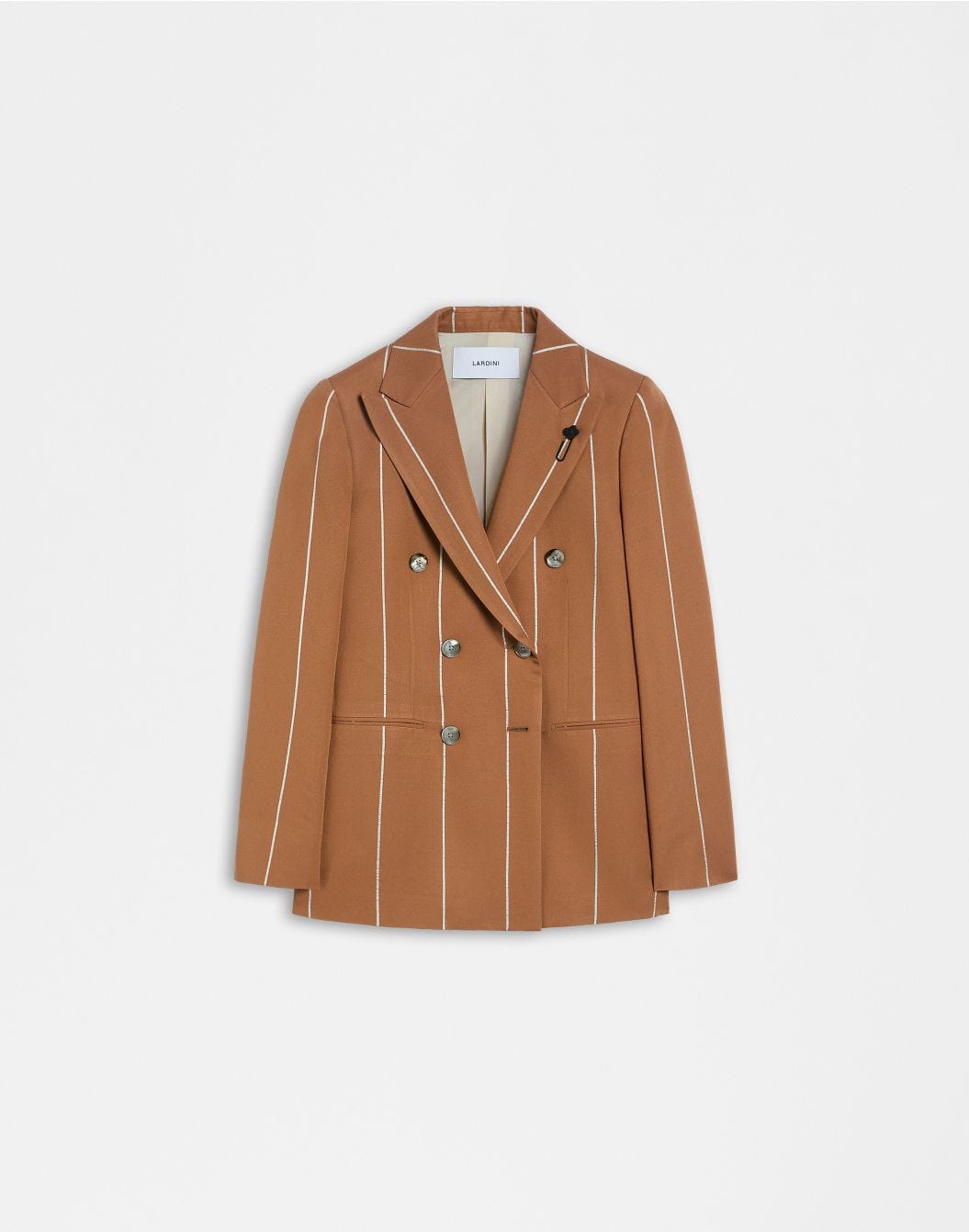 Lardini Blazer doppiopetto ruggine in viscosa gessato largo sconto