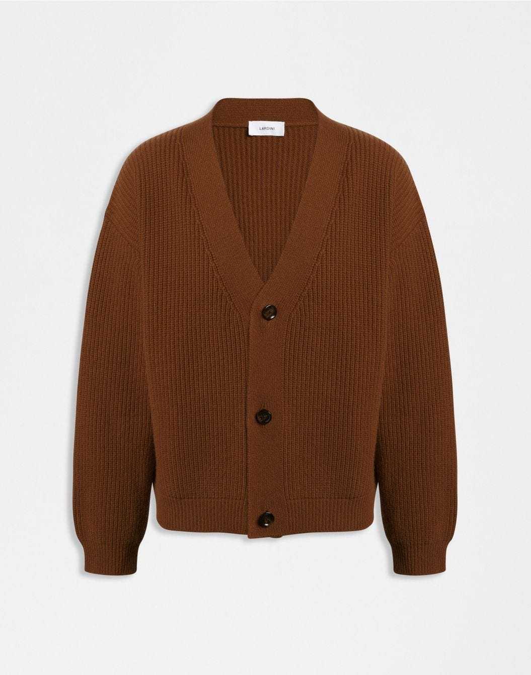 Lardini Cardigan nocciola in lana e cashmere sconto