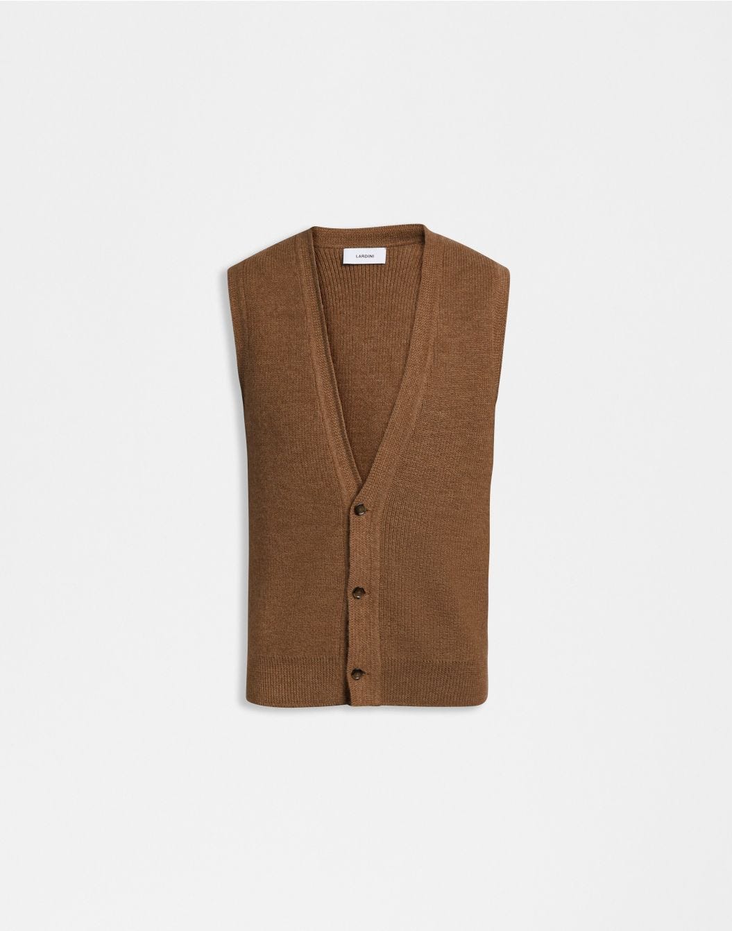 Lardini Gilet nocciola in maglia di lana bio e alpaca sconto