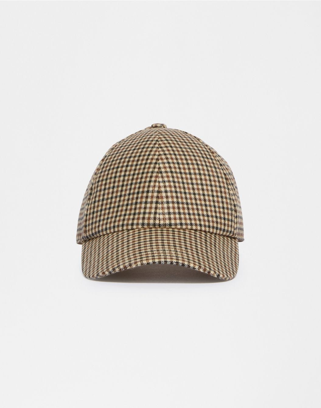 Lardini Cappello baseball in lana con disegno damier beige-marrone sconto