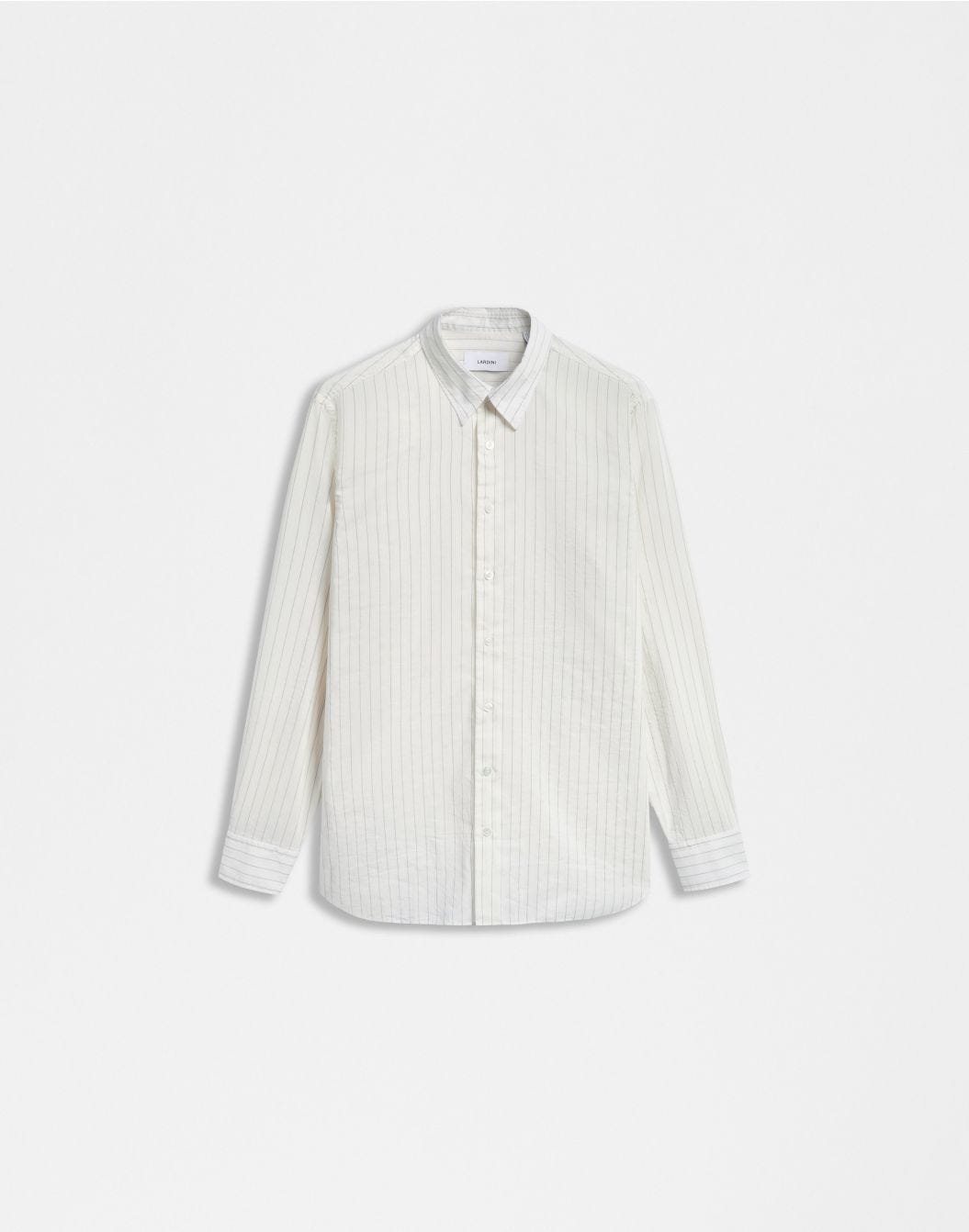 Lardini Camicia bianca a righe con collo italiano sconto