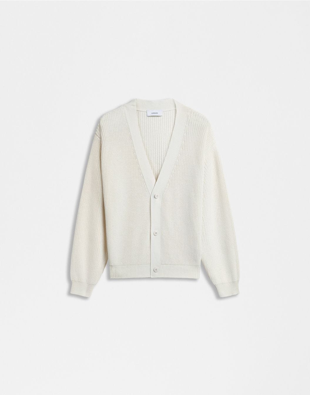 Lardini Cardigan bianco in cotone crêpe e lavorazione a coste sconto