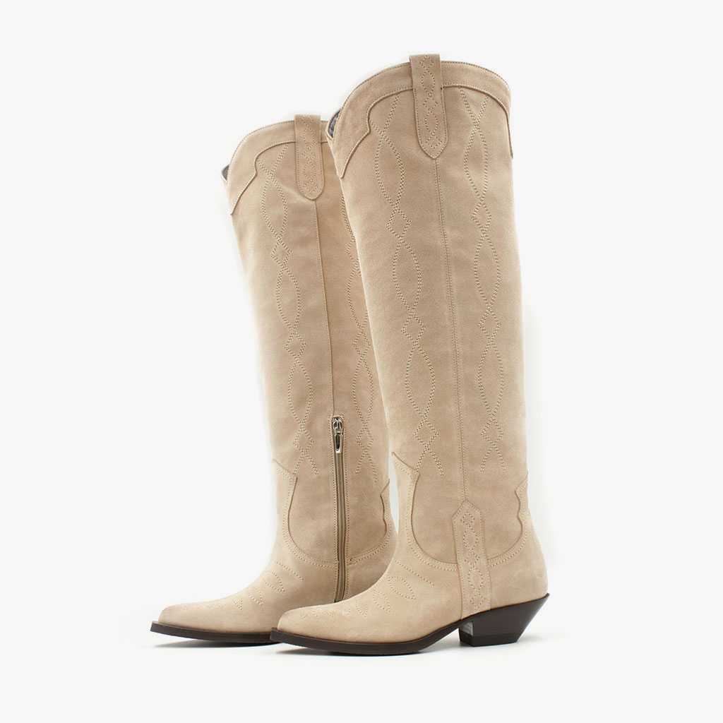 Laura Bellariva Stivale texano camoscio beige sconto